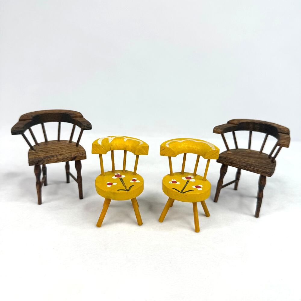 Vintage Wooden Dollhouse Chair Lot